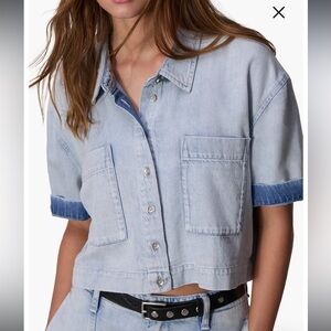 Rag & Bone Lenna Cropped Featherweight Denim Top